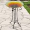 20.5" Orange & Yellow Sunflower Glass Bird Bath